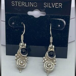 Vintage Onyx 925 sterling silver earrings